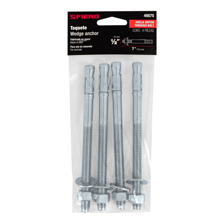 Bolsa con 4 taquetes arpón 1/2' x 7', Fiero Caja con 6, 46675