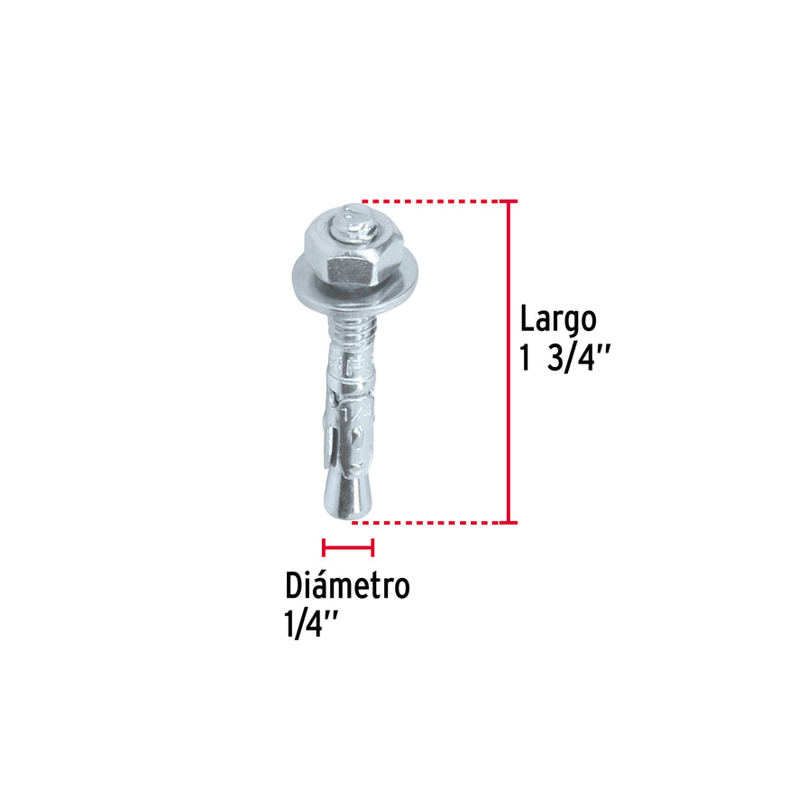 Bolsa con 6 taquetes arpón 1/4' x 1-3/4', Fiero Caja con 6, 46657