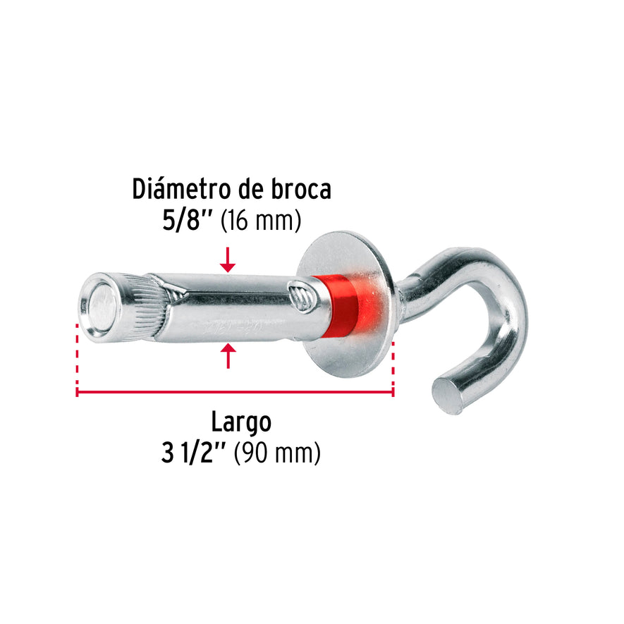 taquetes expansivos 16x90 mm con armella abierta Caja con 25, 49748