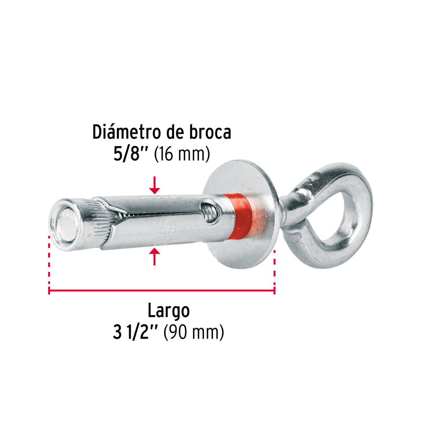 taquetes expansivos 16x90 mm con armella cerrada Caja con 25, 45737