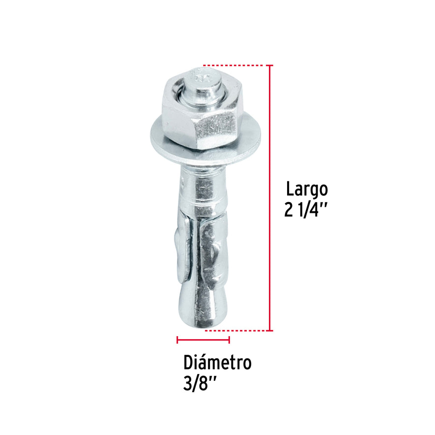 Bolsa con 6 taquetes arpón 3/8' x 2-1/4', Fiero Caja con 6, 46664