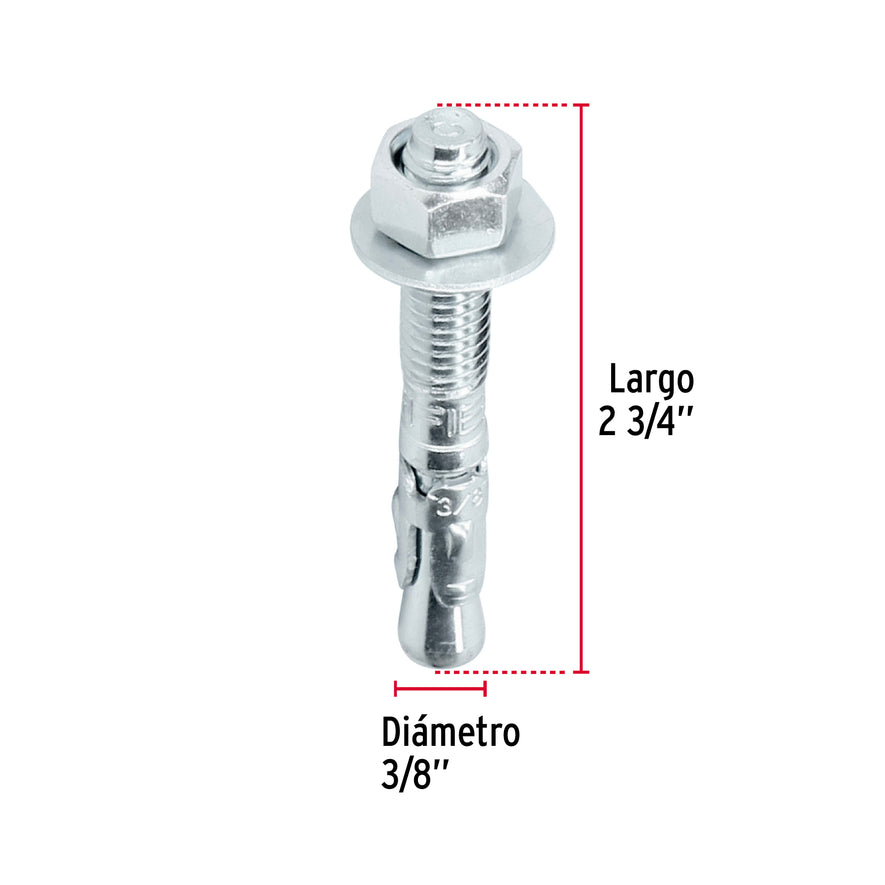 Bolsa con 6 taquetes arpón 3/8' x 2-3/4', Fiero Caja con 6, 46665