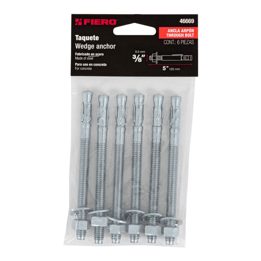 Bolsa con 6 taquetes arpón 3/8' x 5', Fiero Caja con 6, 46669