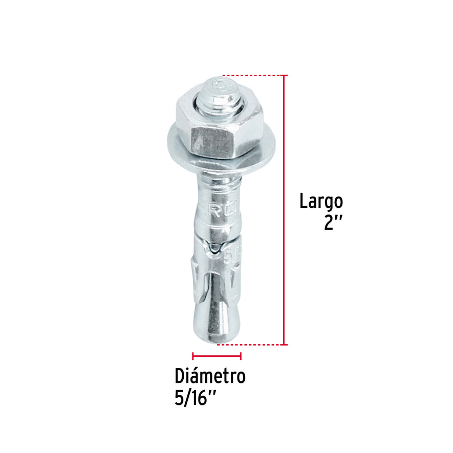 taquetes arpón de 5/16' x 2', Fiero Caja con 100, 46636