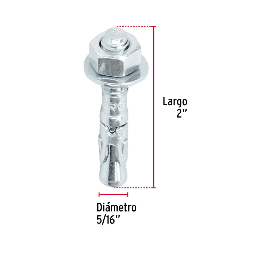 Bolsa con 6 taquetes arpón 5/16' x 2', Fiero Caja con 6, 46661