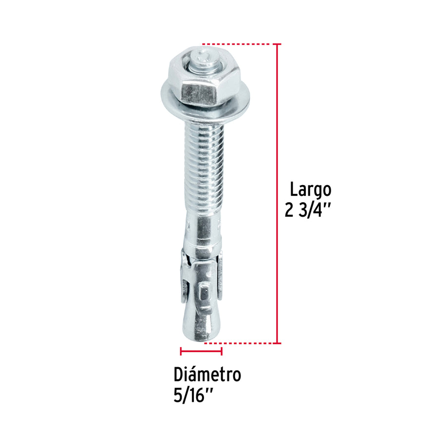 Bolsa con 6 taquetes arpón 5/16' x 2-3/4', Fiero Caja con 6, 46662
