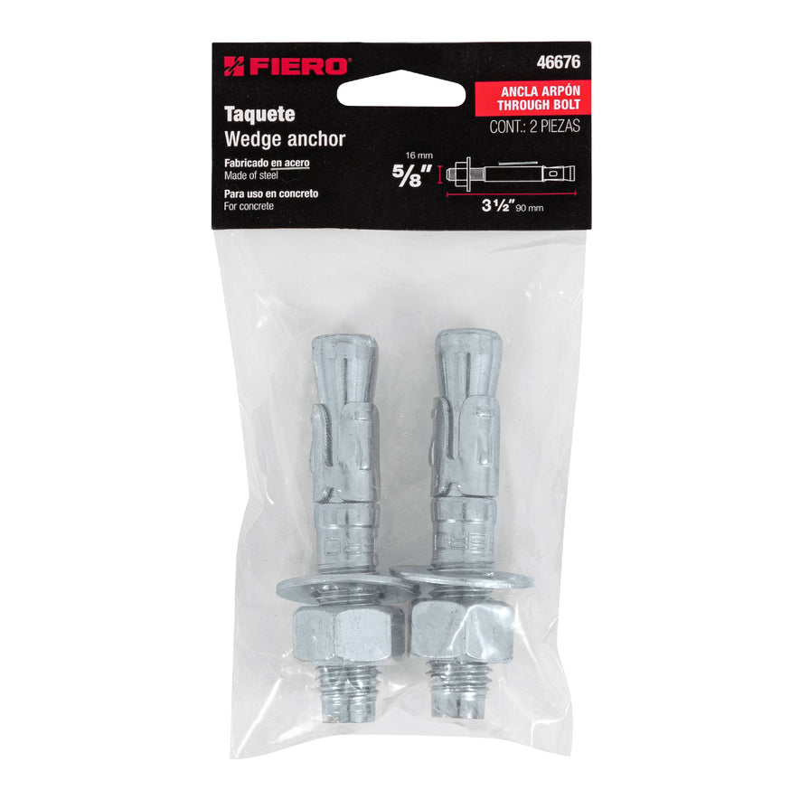 Bolsa con 2 taquetes arpón 5/8' x 3-1/2', Fiero Caja con 6, 46676