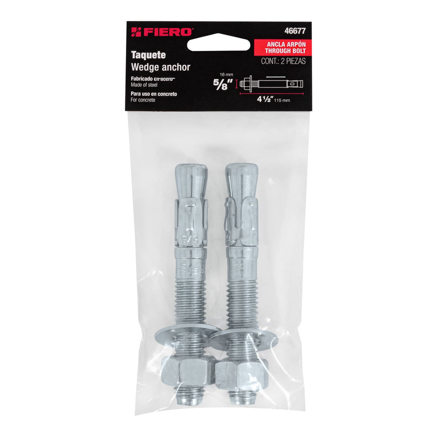 Bolsa con 2 taquetes arpón 5/8' x 4-1/2', Fiero Caja con 6, 46677