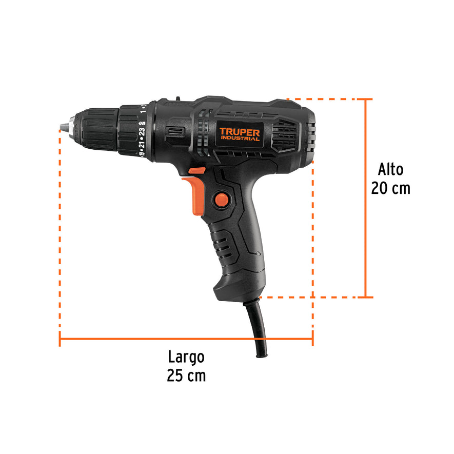 Taladro atornillador 3/8', 400W, TRUPER INDUSTRIAL, 103170