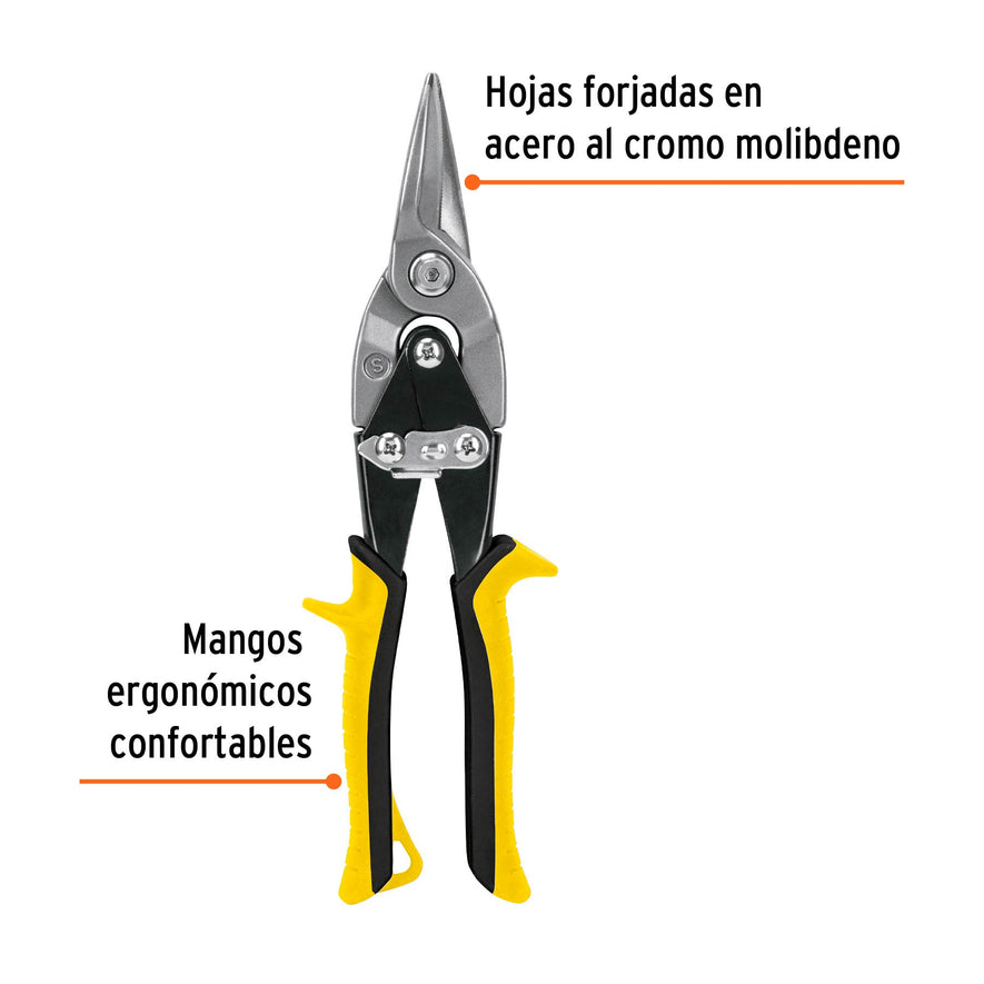 Tijera de aviación 10' corte recto, Truper Caja con 3, 18531