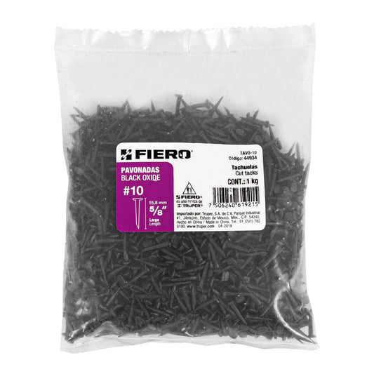 Bolsa con 1 kg de tachuelas pavonadas No. 10, Fiero, 44934