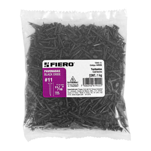 Bolsa con 1 kg de tachuelas pavonadas No. 11, Fiero, 44935