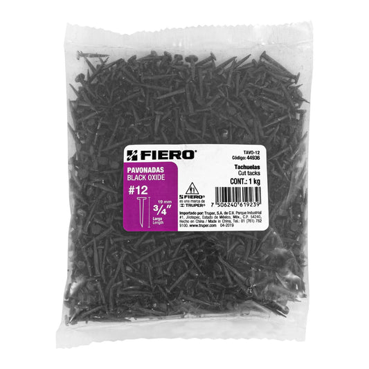 Bolsa con 1 kg de tachuelas pavonadas No. 12, Fiero, 44936