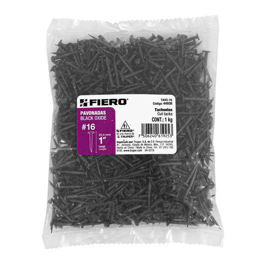 Bolsa con 1 kg de tachuelas pavonadas No. 16, Fiero, 44938