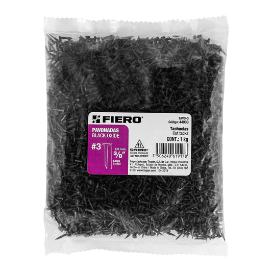 Bolsa con 1 kg de tachuelas pavonadas No. 3, Fiero, 44930