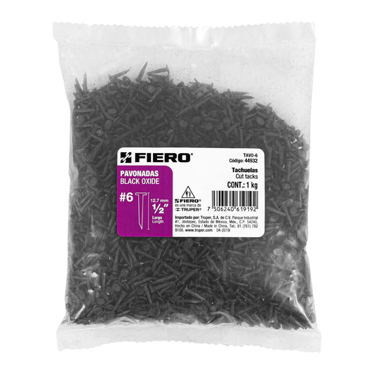 Bolsa con 1 kg de tachuelas pavonadas No. 6, Fiero, 44932