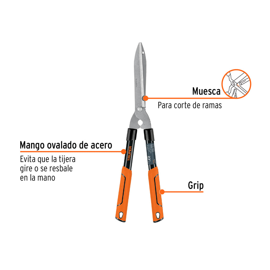 Tijera para poda 58 cm, Classic, mgos tubulares, TRUPER Caja con 3, 18398