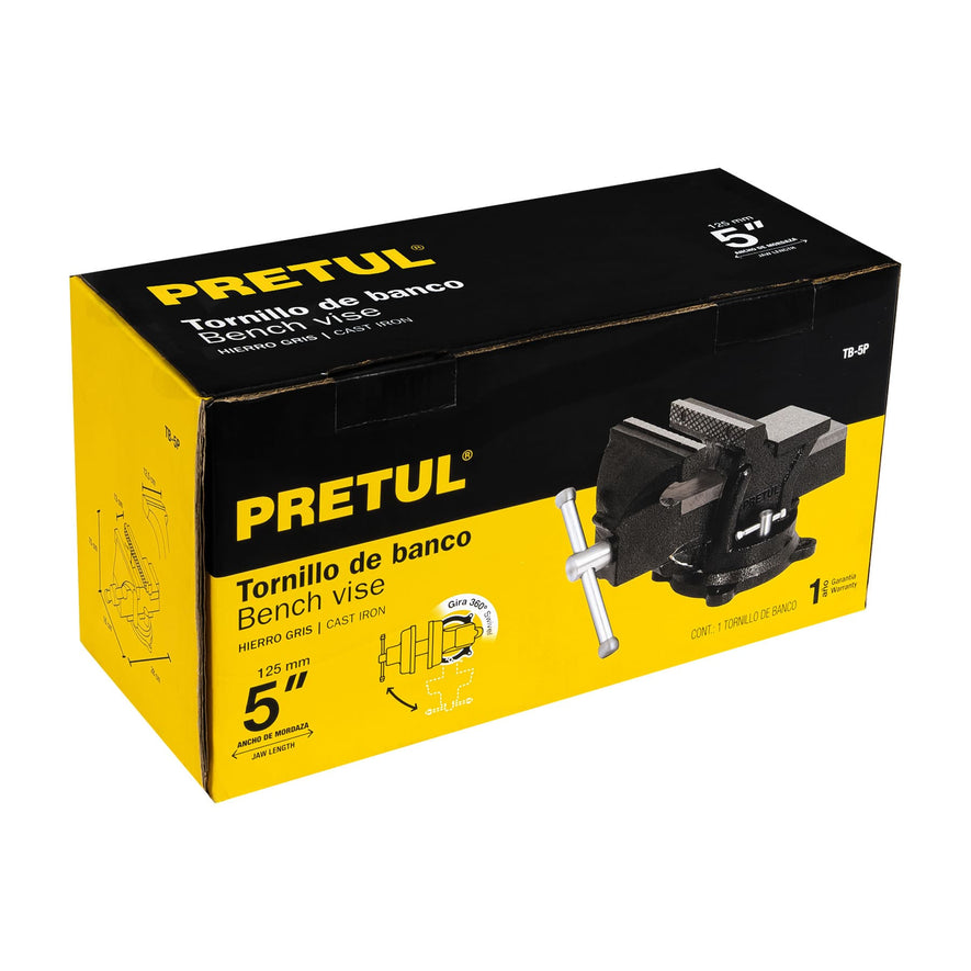 Tornillo de banco 5' de hierro gris, Pretul, 26042
