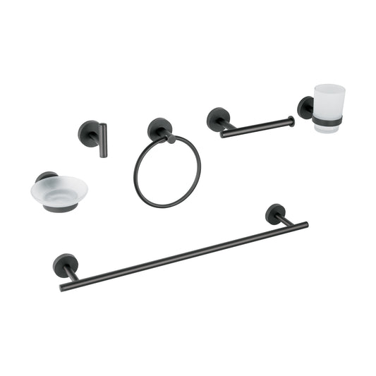 Juego de 6 accesorios para baño acabado negro, Foset Tubig, 47975