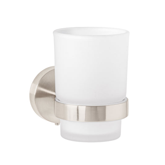 Portavaso cepillero satín con vaso de vidrio, Foset Túbig Caja con 6, 45956