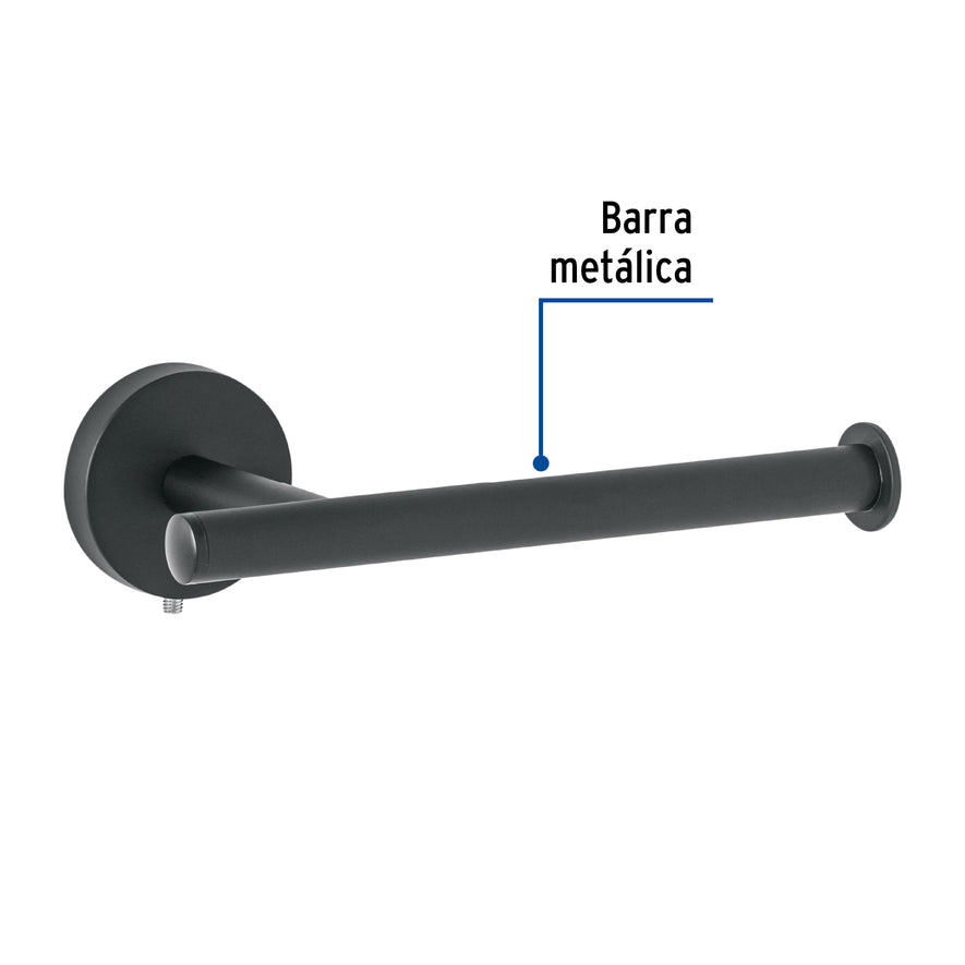 Portarrollo metálico acabado negro, Foset Túbig Caja con 6, 45960