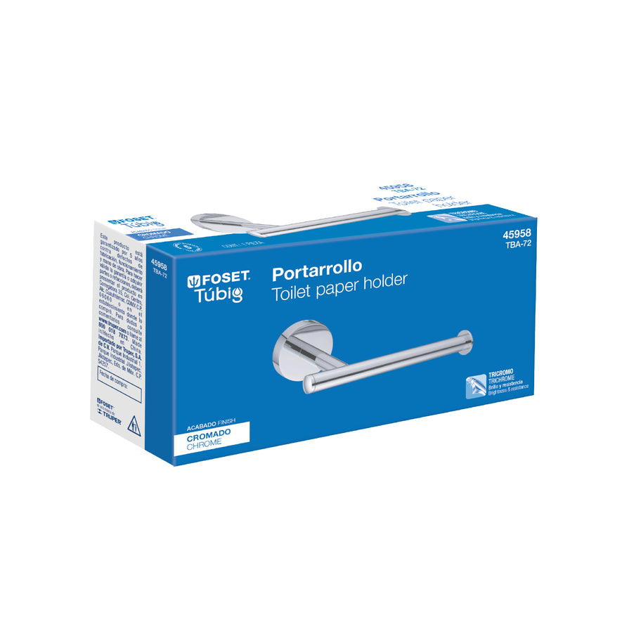 Portarrollo metálico acabado cromo, Foset Túbig Caja con 6, 45958