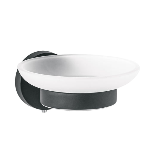 Jabonera metálica negro con plato de vidrio, Foset Túbig Caja con 6, 45966