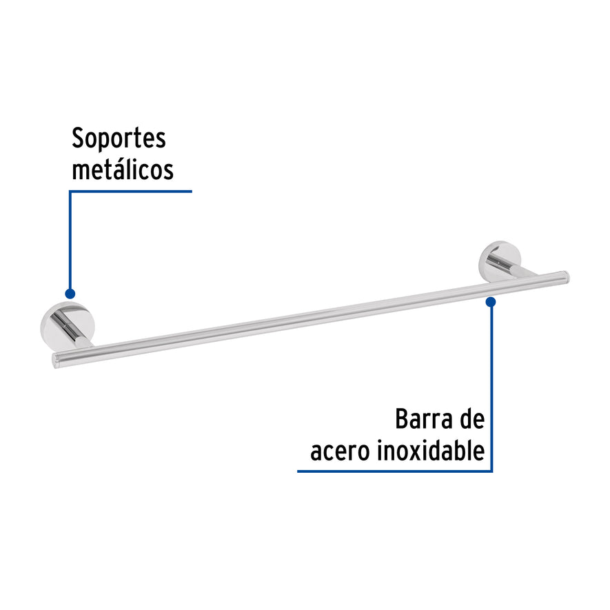 Toallero de barra metálico acabado cromo, Foset Túbig Caja con 6, 45970