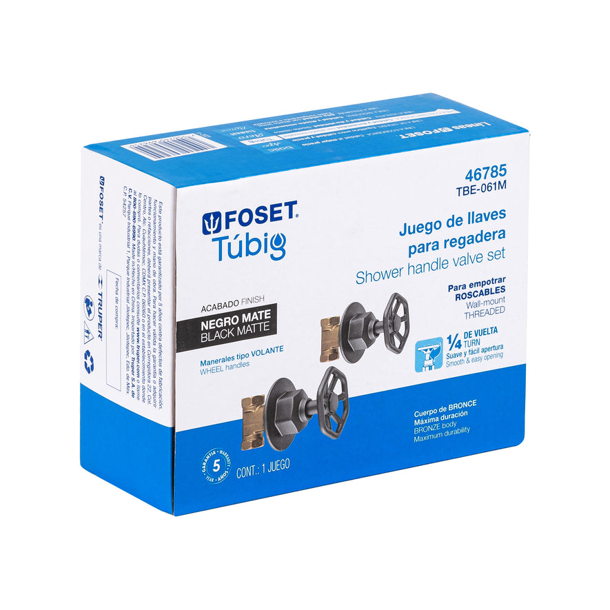 Juego llaves empotrar roscables, volante negro, Túbig, 46785