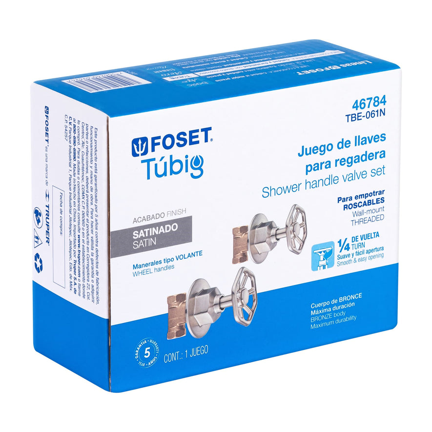 Juego llaves empotrar roscables, volante satín, Túbig, 46784