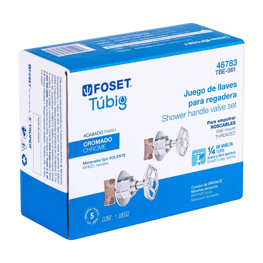 Juego llaves empotrar roscables, volante cromo, Túbig, 46783
