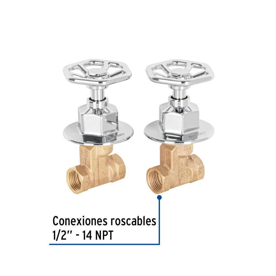 Juego llaves empotrar roscables, volante cromo, Túbig, 46783