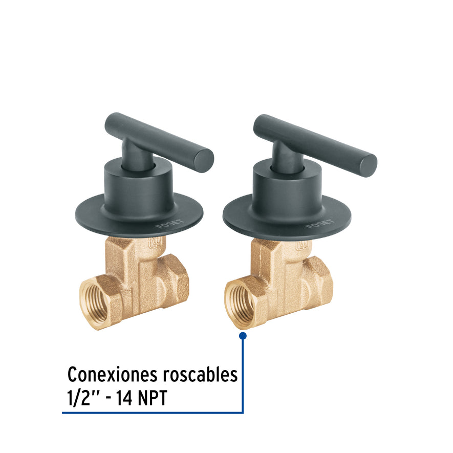 Juego llaves empotrar roscables, palanca negro, Túbig, 46779