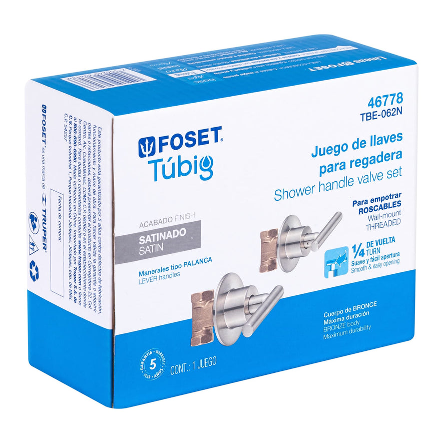 Juego llaves empotrar roscables, palanca satín, Túbig, 46778