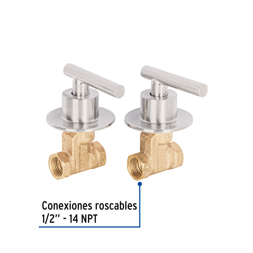 Juego llaves empotrar roscables, palanca satín, Túbig, 46778