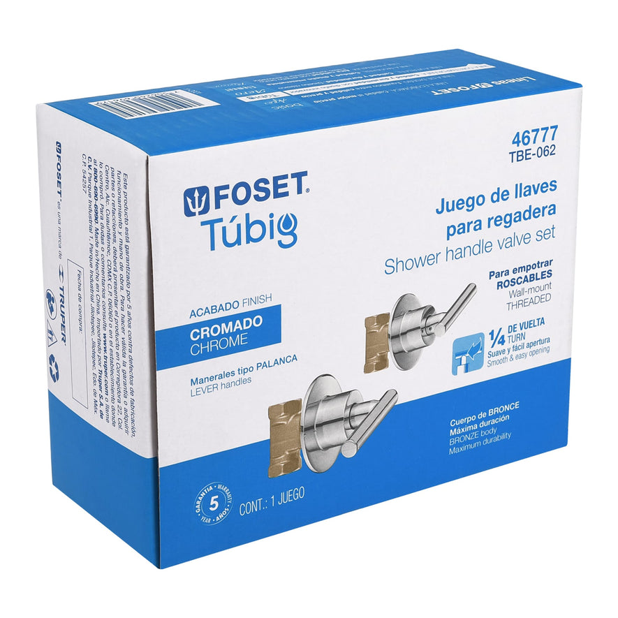 Juego llaves empotrar roscables, palanca cromo, Túbig, 46777