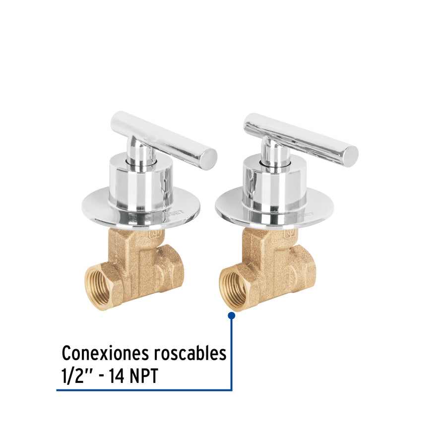 Juego llaves empotrar roscables, palanca cromo, Túbig, 46777