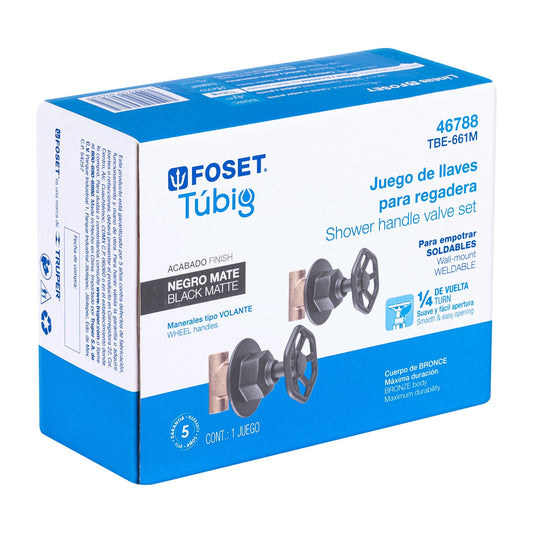 Juego llaves empotrar soldables, volante negro, Túbig, 46788