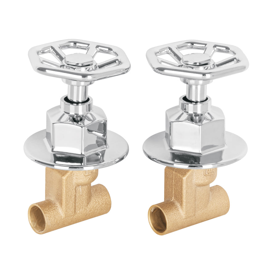 Juego llaves empotrar soldables, volante cromo, Túbig, 46786