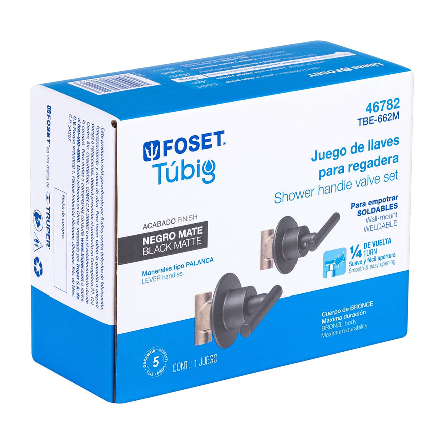 Juego llaves empotrar soldables, palanca negro, Túbig, 46782