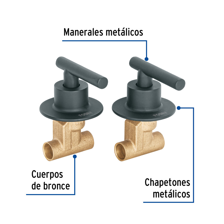 Juego llaves empotrar soldables, palanca negro, Túbig, 46782