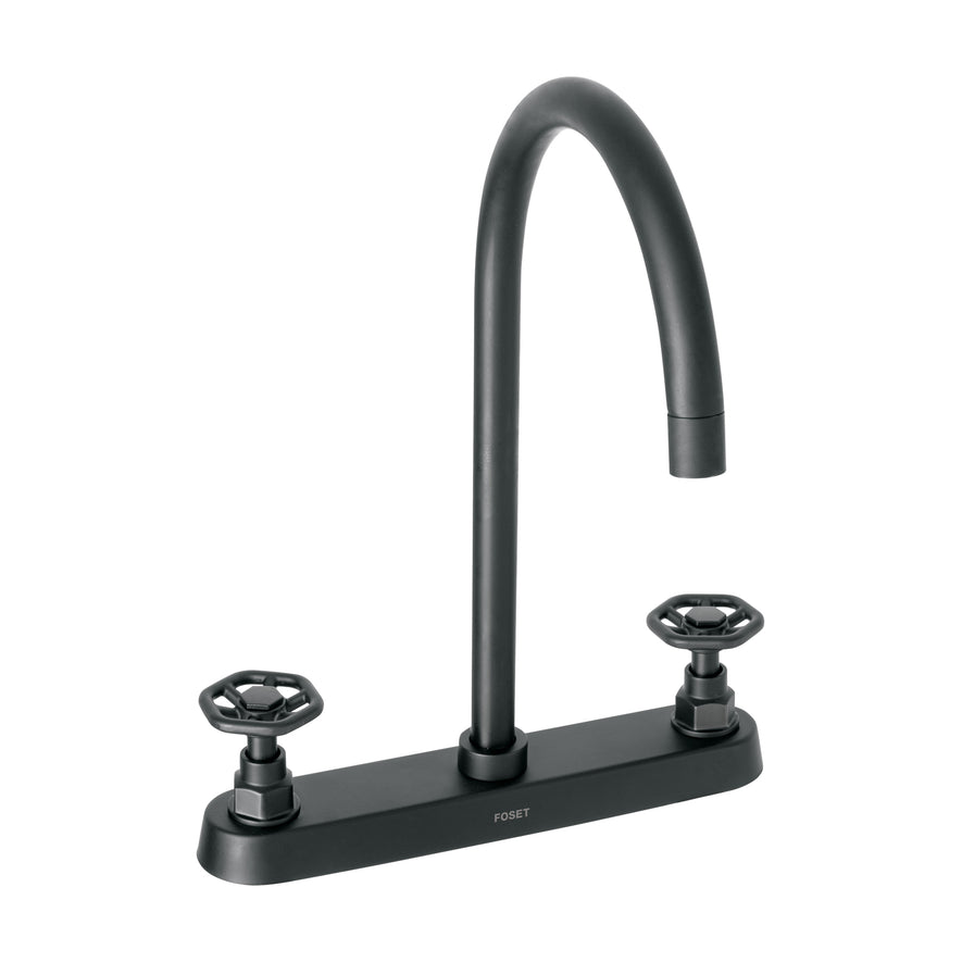 Mezcladora p/fregadero,manerales redondos,negro mate,Tubig, 46776