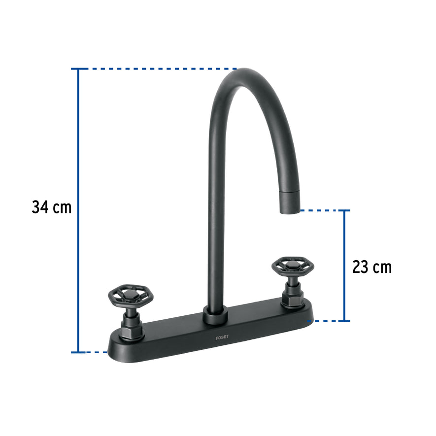 Mezcladora p/fregadero,manerales redondos,negro mate,Tubig, 46776