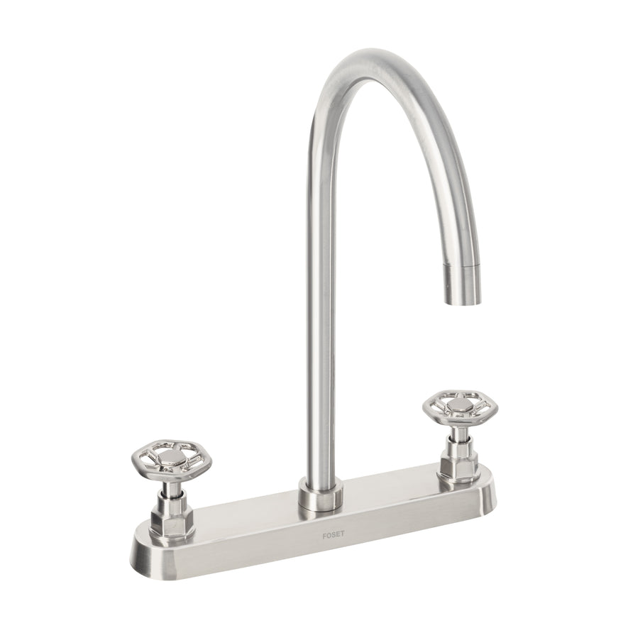 Mezcladora para fregadero, manerales redondos,satín, Tubig, 46775