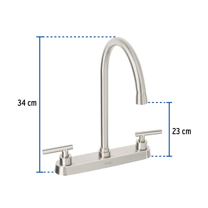Mezcladora para fregadero, manerales palanca, satín, Tubig, 46772