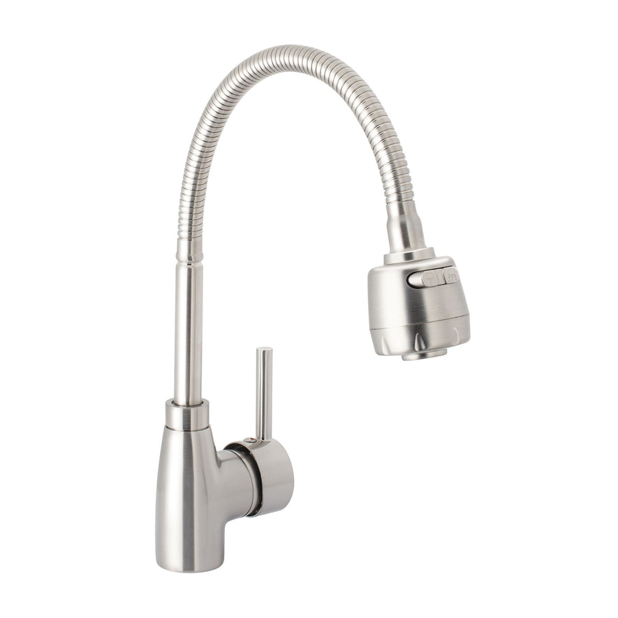 Monomando para fregadero con cuello flexible, satín, Tubig, 47387