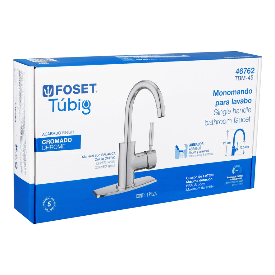 Monomando corto para lavabo, cromo, Foset Tubig, 46762