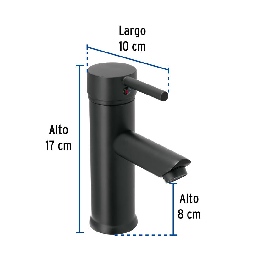 Monomando corto negro para lavabo, Foset Tubig Caja con 2, 47792