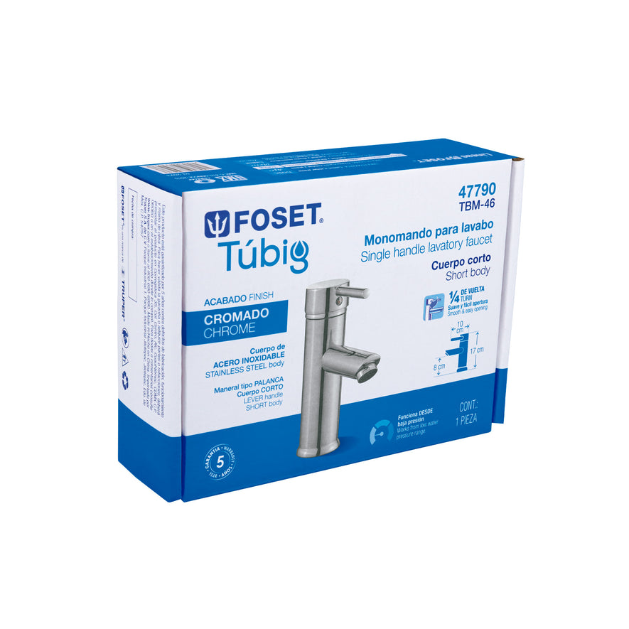 Monomando corto cromo para lavabo, Foset Tubig Caja con 2, 47790