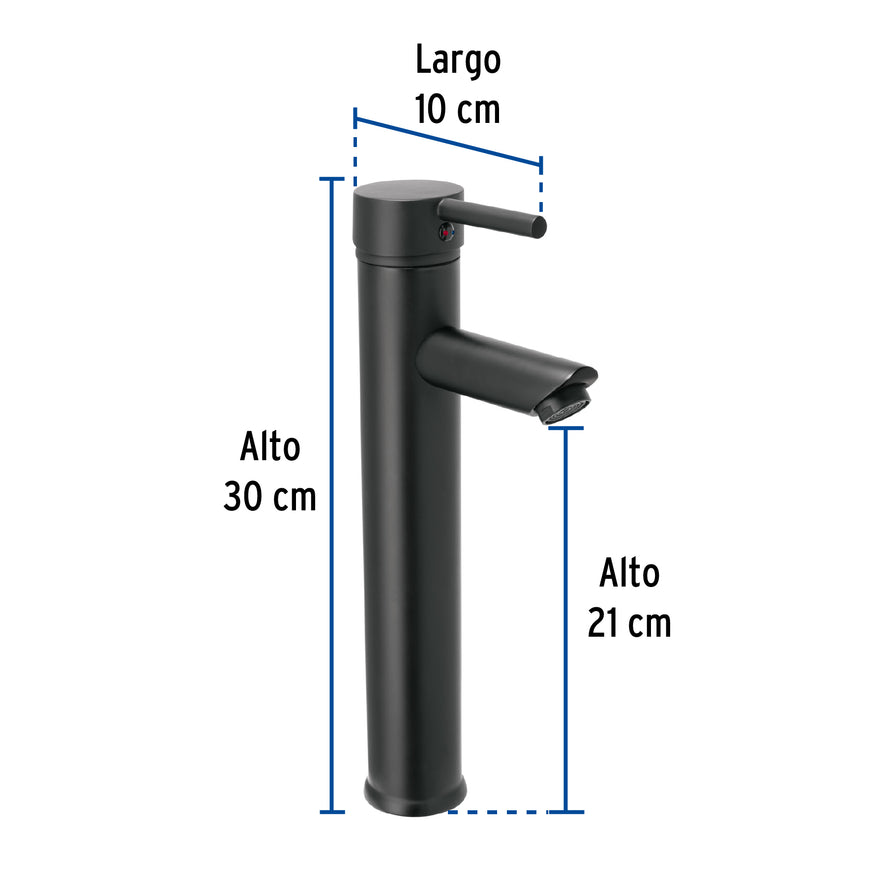 Monomando alto negro para lavabo, Foset Tubig, 47795